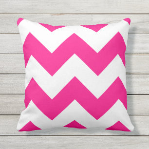 Chevron Zigzag, Coussin de plein air rose chaud