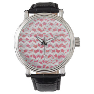 ChevronDalmatian Rosa und Weiß Armbanduhr