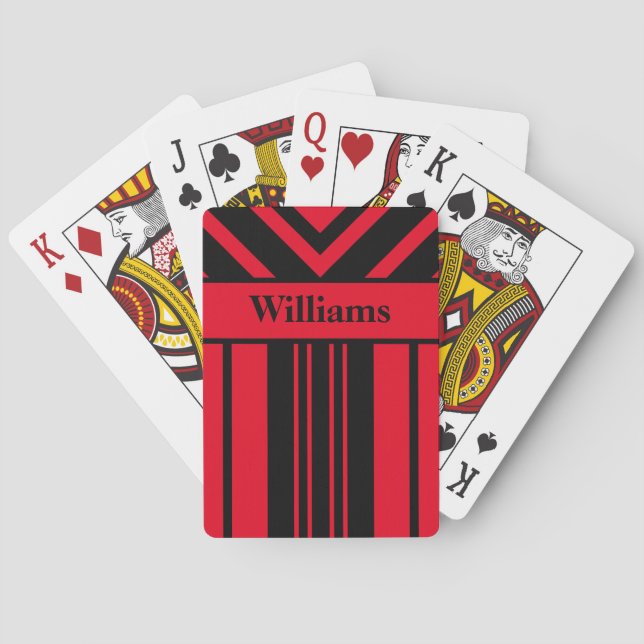Chevrons aus Rot und Schwarz Streifen, Ihr Name Ka Spielkarten (Rückseite)