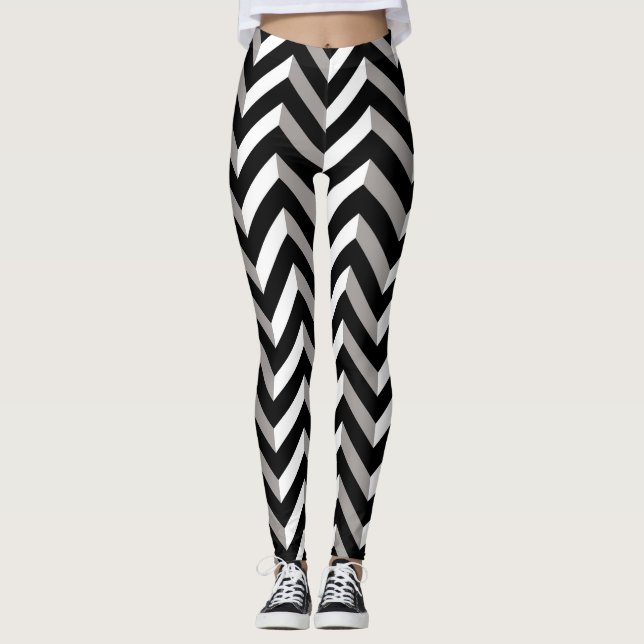 Chevrons Geometrische optische Illusion Leggings (Vorderseite)