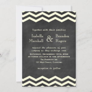 Chevrons jaunes sur Faire-part de mariage de table