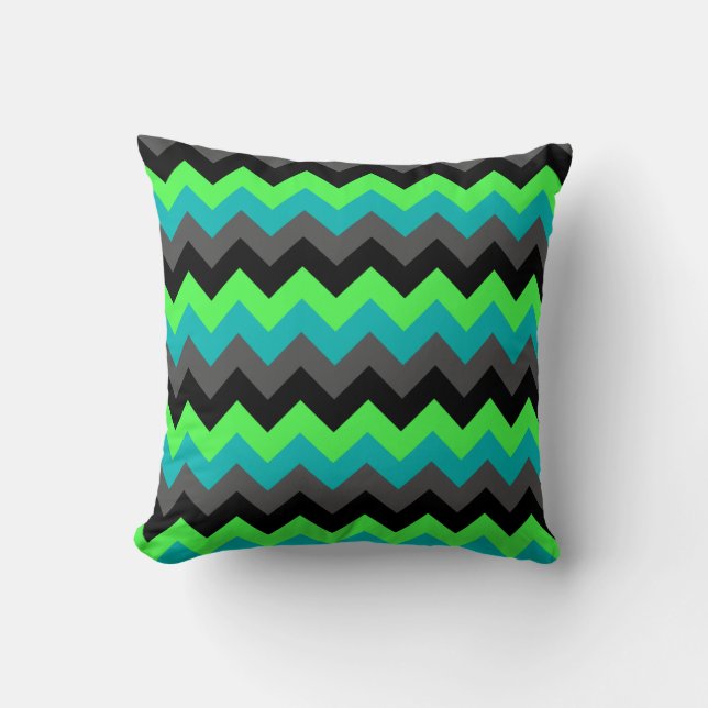 Chevrons Ombre Noir Lance Oreiller (Recto)