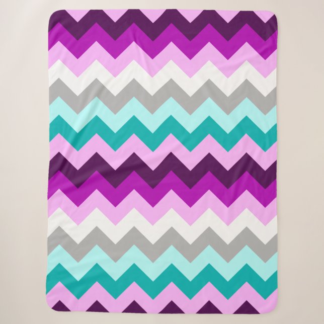 Chevrons Turquoises violets Grande couverture Sher (Devant)