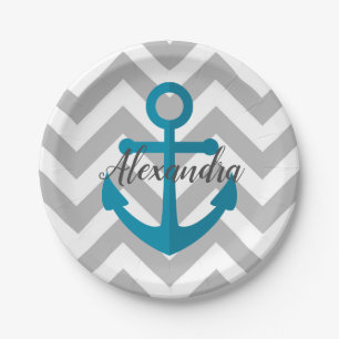 Chevrons und Anchor Pappteller