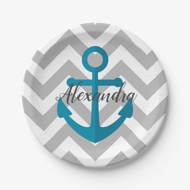 Chevrons und Anchor Pappteller (Vorderseite)