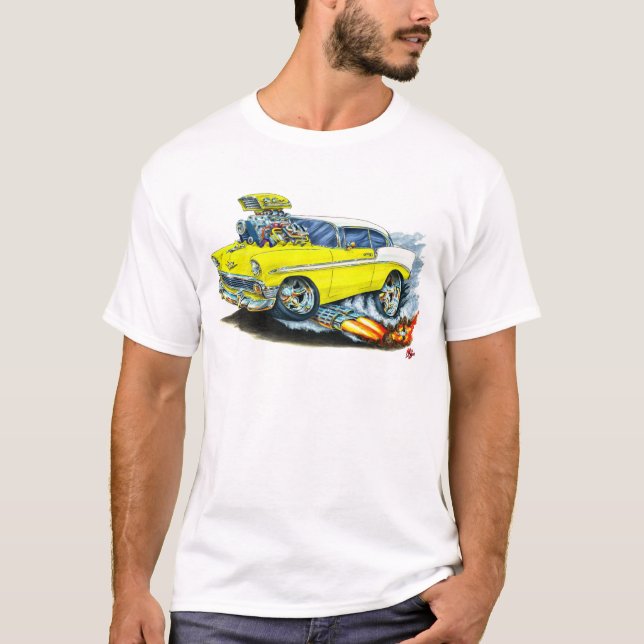 Chevy 150-210 gelbes Auto 1956 T-Shirt (Vorderseite)