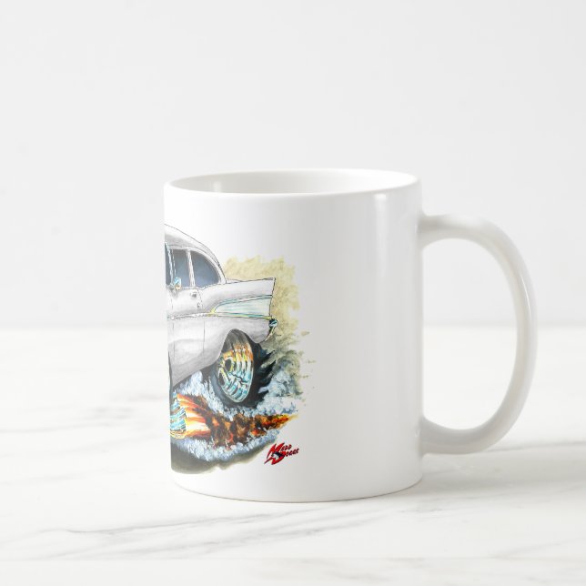 Chevy 150-210 weißes Auto 1957 Kaffeetasse (Rechts)