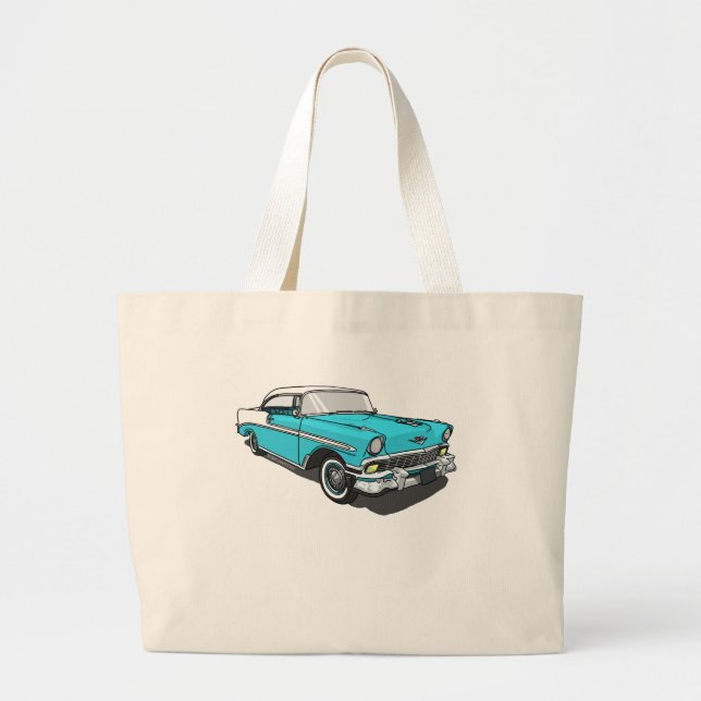 Chevy Bel Air - Blau Jumbo Stoffbeutel (Vorne)