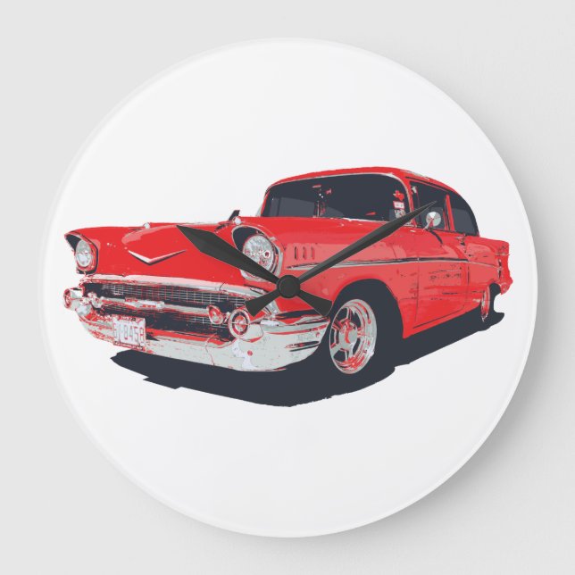Chevy Bel Airvektorillustrationsuhr Große Wanduhr (Vorderseite)