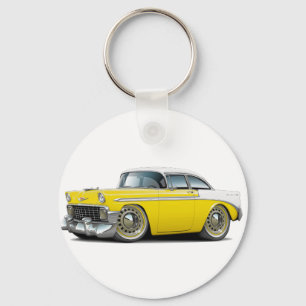 Chevy Belair Gelb-Weißes Auto 1956 Schlüsselanhänger