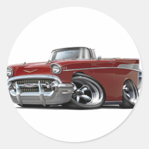 Chevy Belair kastanienbraunes Kabriolett 1957 Runder Aufkleber