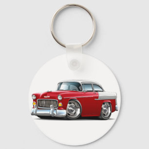 Chevy Belair Rot-Weißes Auto 1955 Schlüsselanhänger