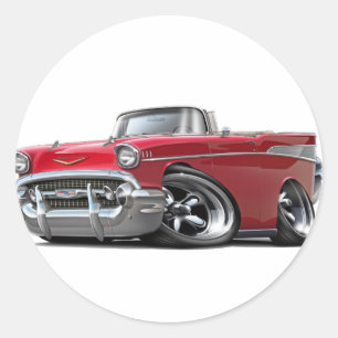 Chevy Belair rotes konvertierbares frisiertes Auto Runder Aufkleber