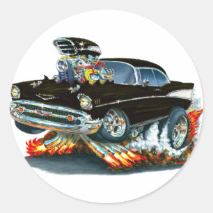 Chevy Belair schwarzes Auto 1957 Runder Aufkleber