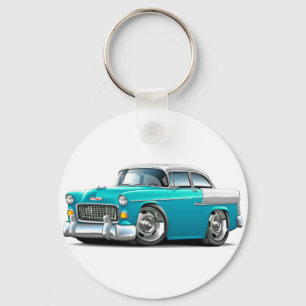 Chevy Belair Türkis-Weißes Auto 1955 Schlüsselanhänger