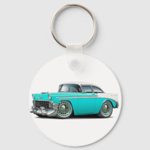 Chevy Belair Türkis-Weißes Auto 1956 Schlüsselanhänger