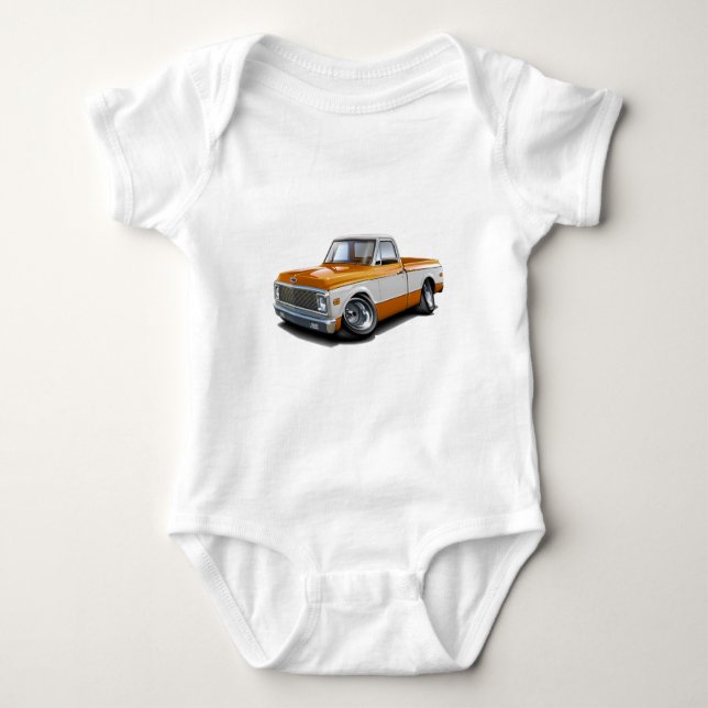 Chevy C10 Orange-Weißer LKW 1970-72 Baby Strampler (Vorderseite)