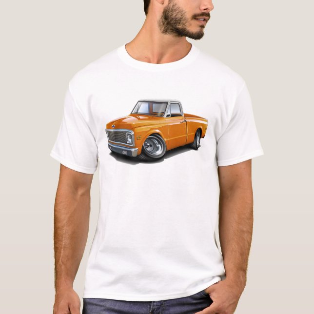 Chevy C10 Orange-Weißer Spitzen-LKW 1970-72 T-Shirt (Vorderseite)