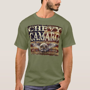 Chevy Camaro Entwurf gegen abgefressene Flagge T-Shirt