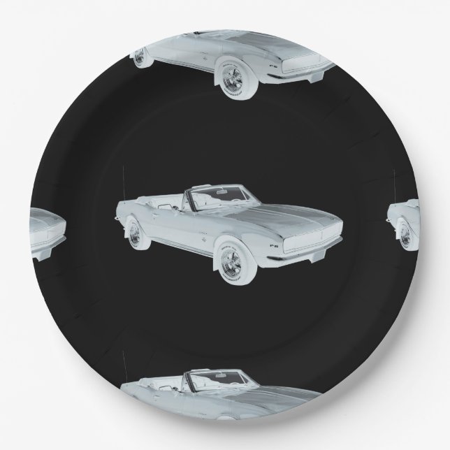 Chevy Camaro RS Muskel-Auto-Pop-Kunst 1967 Pappteller (Vorderseite)