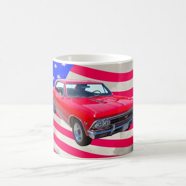 Chevy Chevelle SS 396 mit amerikanischer Flagge Kaffeetasse (Mittel)