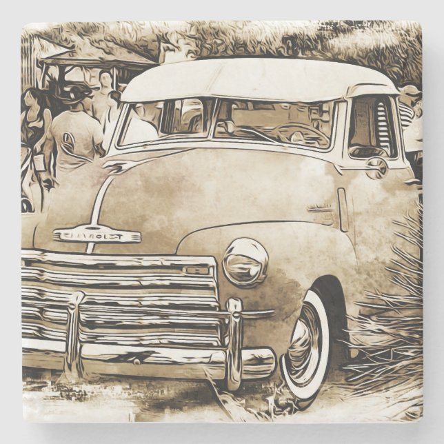 Chevy Chevrolet Truck aus den 50er Jahren Steinuntersetzer (Vorderseite)