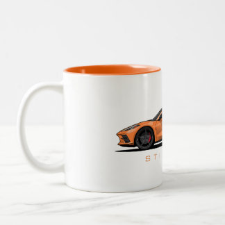 Chevy Corvette C8 schwarze Illustration Zweifarbige Tasse