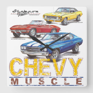 Chevy Muskel-Quadrat-Uhr Quadratische Wanduhr