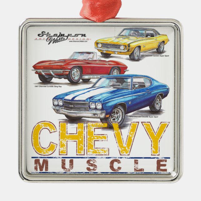 Chevy Muskel-Weihnachtsverzierung Ornament Aus Metall (Vorne)
