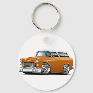 Chevy Nomade-Orange-Weißes Auto 1955 Schlüsselanhänger