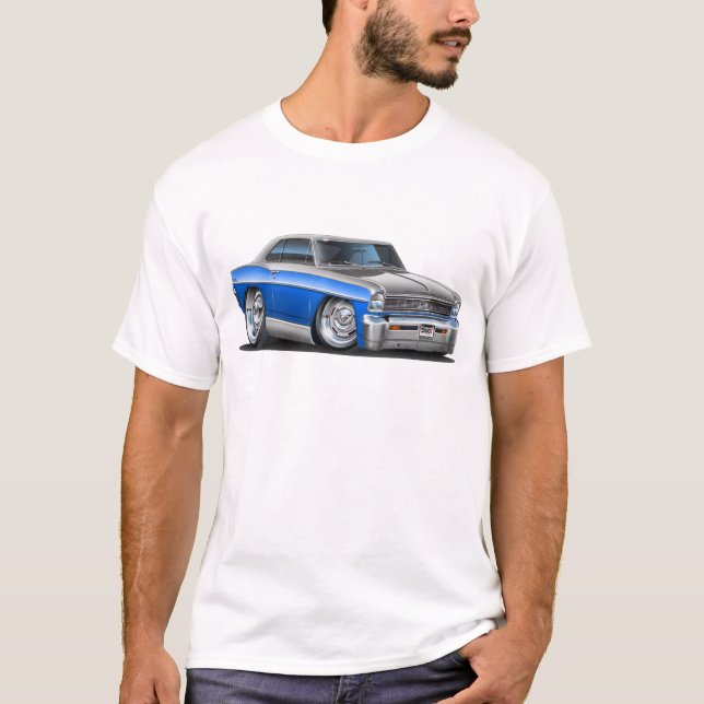 Chevy Nova-Blau-Graues Auto T-Shirt (Vorderseite)