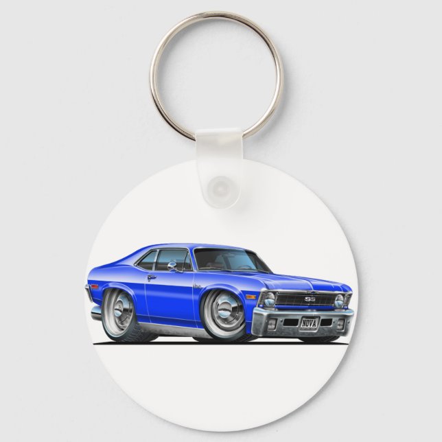 Chevy Nova Blue Car Schlüsselanhänger (Vorderseite)