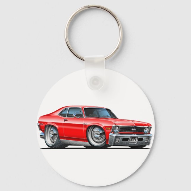 Chevy Nova Red Car Schlüsselanhänger (Vorderseite)