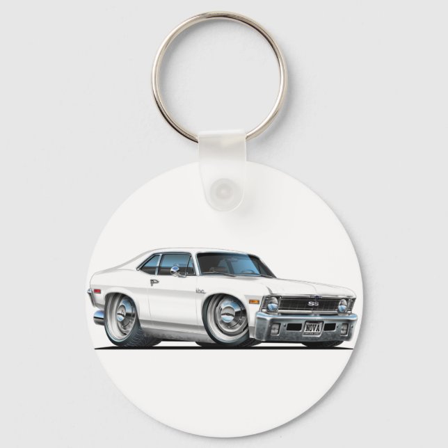 Chevy Nova White Car Schlüsselanhänger (Vorderseite)