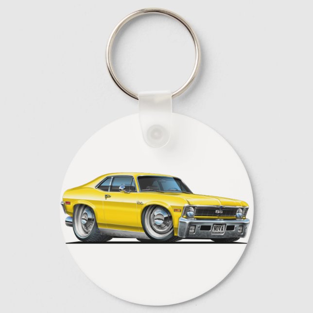 Chevy Nova Yellow Car Schlüsselanhänger (Vorderseite)