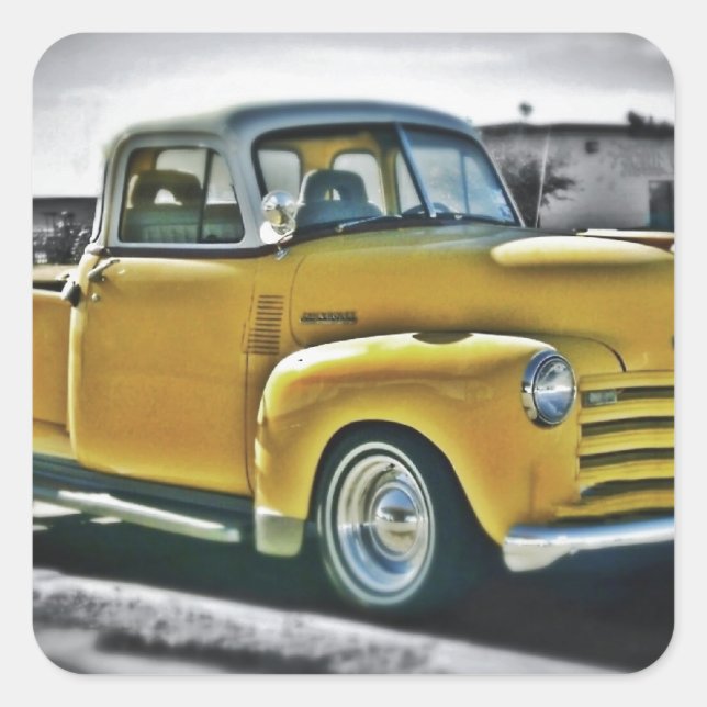 Chevy Pick Up Quadratischer Aufkleber (Vorderseite)