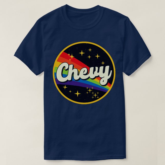 Chevy Rainbow in Space Vintag Style T-Shirt (Design vorne)