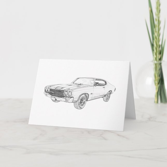 Chevy Schwarzweiss-chevelle großer Gruß Karte (Vorderseite)