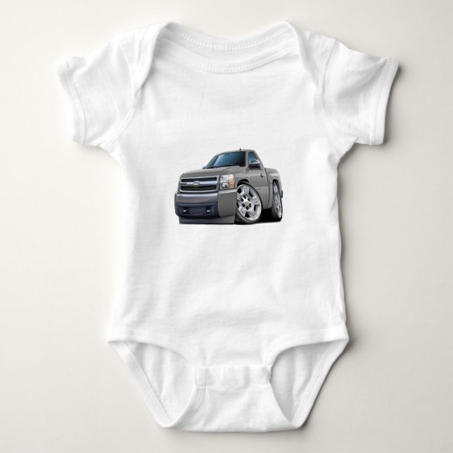 Chevy Silverado silberner LKW Baby Strampler (Vorderseite)