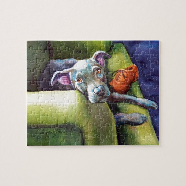 Chew Shoe, Terrier auf der Couch (Horizontal)