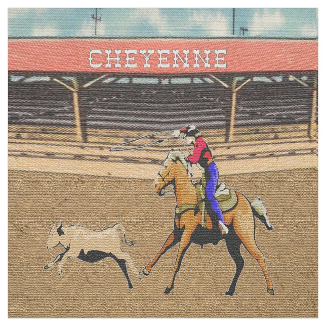 Cheyenne-Rodeo-Cowboy-Kalb-Roping Gewebe Stoff (Muster)