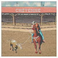 Cheyenne-Rodeo-Cowboy-Ochse-Team-Roping Gewebe