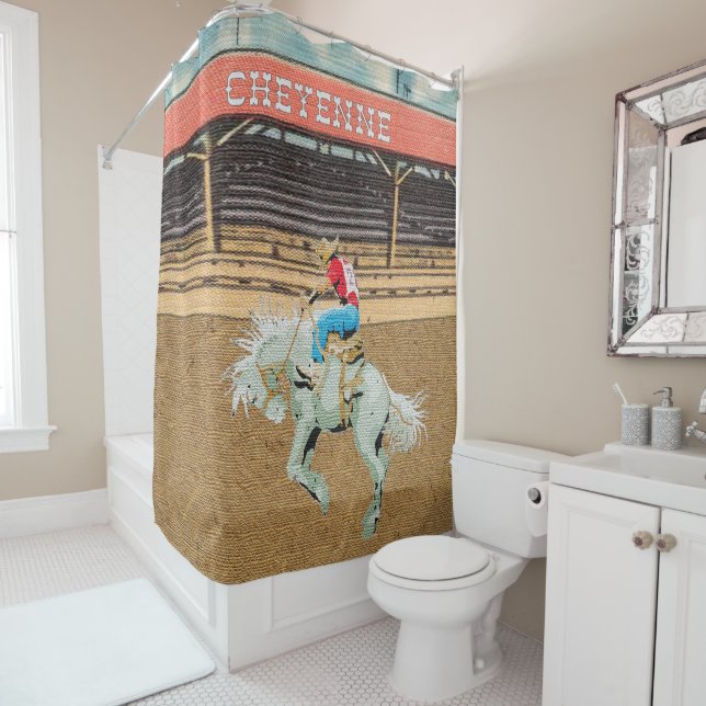 Cheyenne-Rodeo-Cowboy-Sattelbronc-Reiter Duschvorhang (Beispiel)