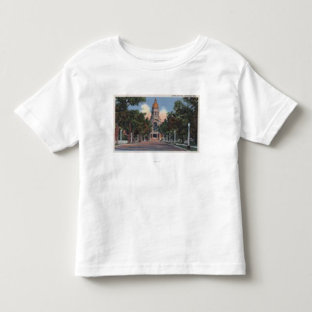 Cheyenne, WY - Ansicht der Staats-Hauptstadt und Kleinkind T-shirt (Vorderseite)
