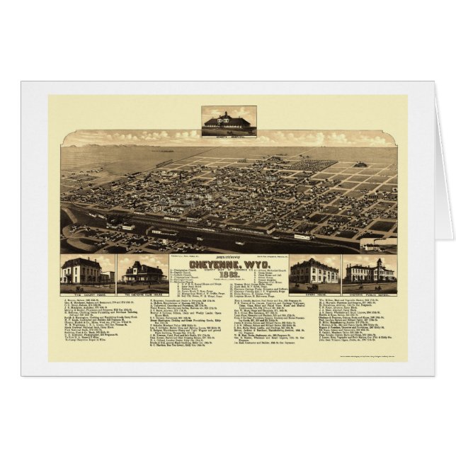 Cheyenne, WY panoramische Karte - 1882 (Vorderseite (Horizontal))