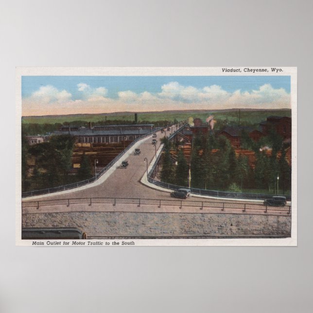 Cheyenne, WY - Viadukt & Hauptausgang für Motor Poster (Vorne)