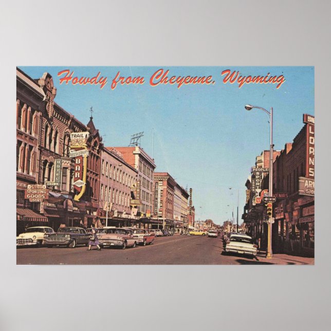 Cheyenne Wyoming, 1960er Downtown View Poster (Vorne)