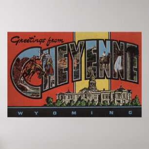 Cheyenne, Wyoming - große Buchstabe-Szenen Poster