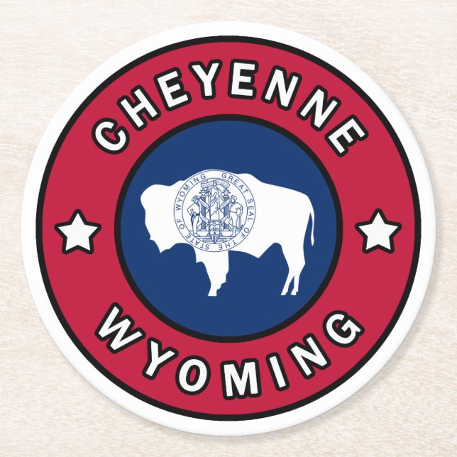 Cheyenne Wyoming Runder Pappuntersetzer (Vorderseite)