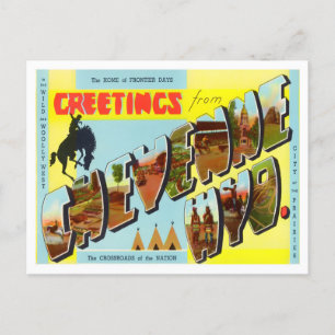 Cheyenne, Wyoming Vintage-Großbuchstaben-Postkarte Postkarte